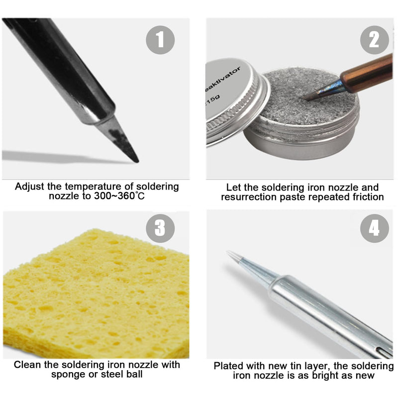 Soldering Tips Reactivator Lead-Free Soldering Tip Cleaner for Reactivating Oxidized Soldering Tips (Net Weight: 15g Tub)