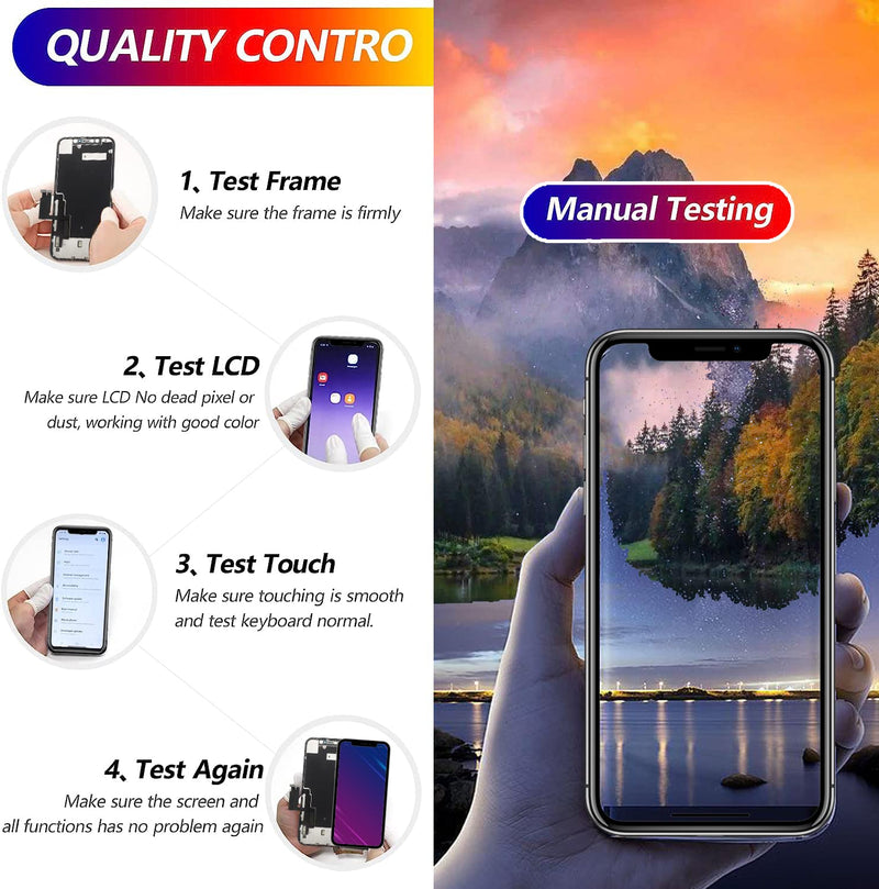for iPhone XR LCD Screen Replacement 6.1 inch(Model A1984, A2105, A2106, A2108) Display digitizer Assembly Touch Screen,with Frame Assembly Repair Tool for iPhone XR