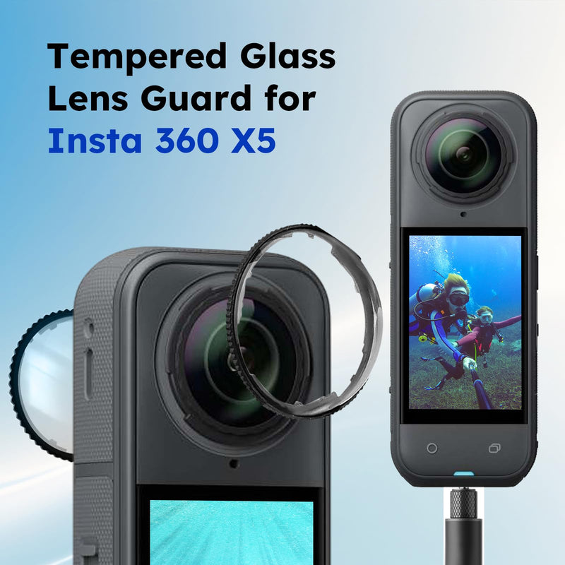 [AUSTRALIA] - JZW-SHOP Premium Lens Guards with 2 Screen Protector Compatible with Insta360 X5, 10H 98% High Transparency Tempered Optical Glass, Scratch-resistant Protective Lens Cover, Insta 360 X5 Accessories kit 