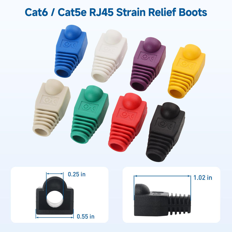 Cable Matters 1 50-Pack Cat 6 Pass Through RJ45 Connectors 2 200-Pack Cat6 / Cat5e RJ45 Strain Relief Boots 3 Modular RJ45 Crimp Tool for Pass-Through Connectors