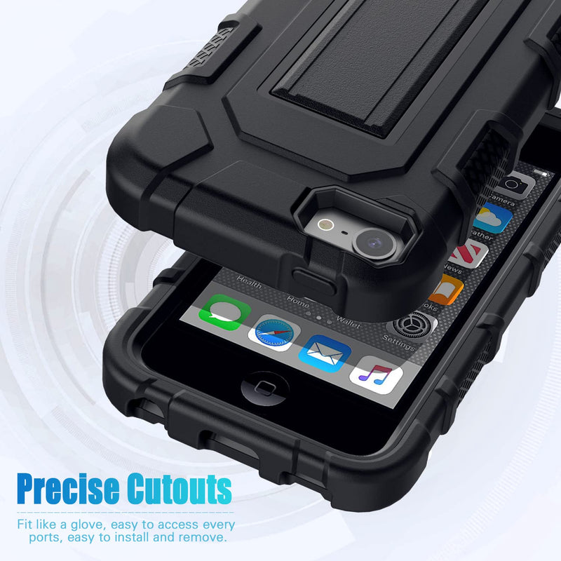 iPod Touch 7th / 6th / 5th Generation Case Heavy Duty Shockproof Rugged Cover for Apple iPod Touch 7/6/5 Generation Case Black