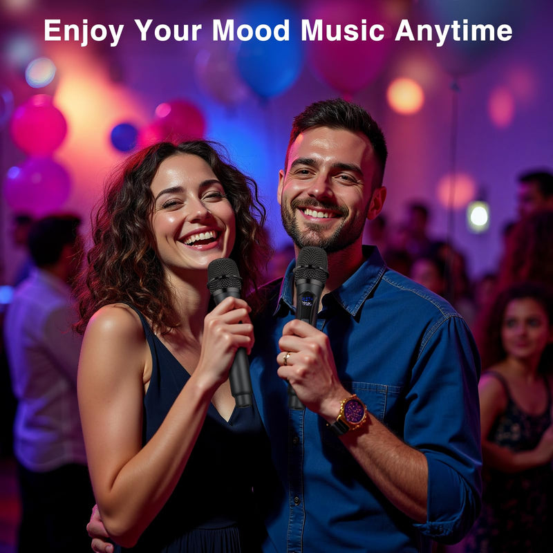 [AUSTRALIA] - Wireless Microphone,Professional Dual Handheld Cordless Dynamic Mic System with Rechargeable Receiver,Plug & Play,Compatible with karaoke machines and PA systems for Speech,Church,Wedding,DJ,Party 