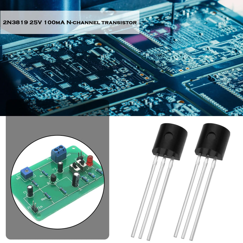 ECSiNG 10pcs N Channel J-FET Transistors DC 25V 100MA 2N3819 J-FET Transistors TO-92 FET Transistors for RF Based Audio Equipment Mixer Applications