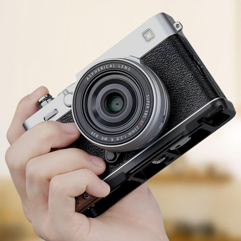 [AUSTRALIA] - Leftfoto X-E5 Retro Handgrip L-Shape Bracket with Walnut Wooden Grip for Fujifilm X-E5 Camera,with Built-in Bottom Arca Quick Release Plate,Black Black 