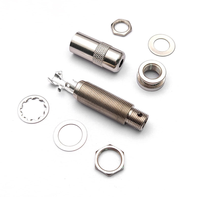 SAPHUE Brass Electric Guitar Bass 1/4Inch Barrel Jack 44.5x16cm Cylinder Input/Output Mono Active Long Threaded Jack Socket Guitar Parts & Accessories
