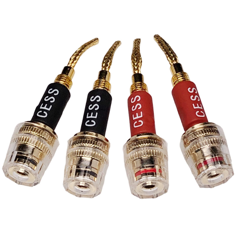 CESS-220 Pin Banana Plug to 4mm Female Banana Jack/Speaker Wire, 4 Pack (Braided-Type to 4mm) Braided-type to 4mm