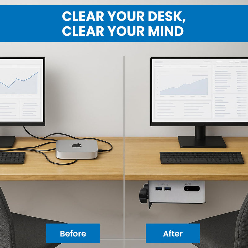 Mount-It! Adjustable Thin Client Mini PC Mount – Under Desk, Wall, Pole, or VESA Monitor Stand – Fits Mac mini, Small CPUs, Thin Clients, Docking Stations – Holds 11 lbs 0.67” - 2.8”