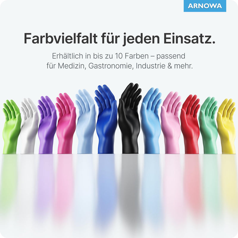 ARNOMED Disposable Gloves, Pack of 100 Black L Nitrile Gloves, Powder-Free and Latex-Free Disposable Gloves, Gloves Available in Size XS, S, M, L, XL and XXL