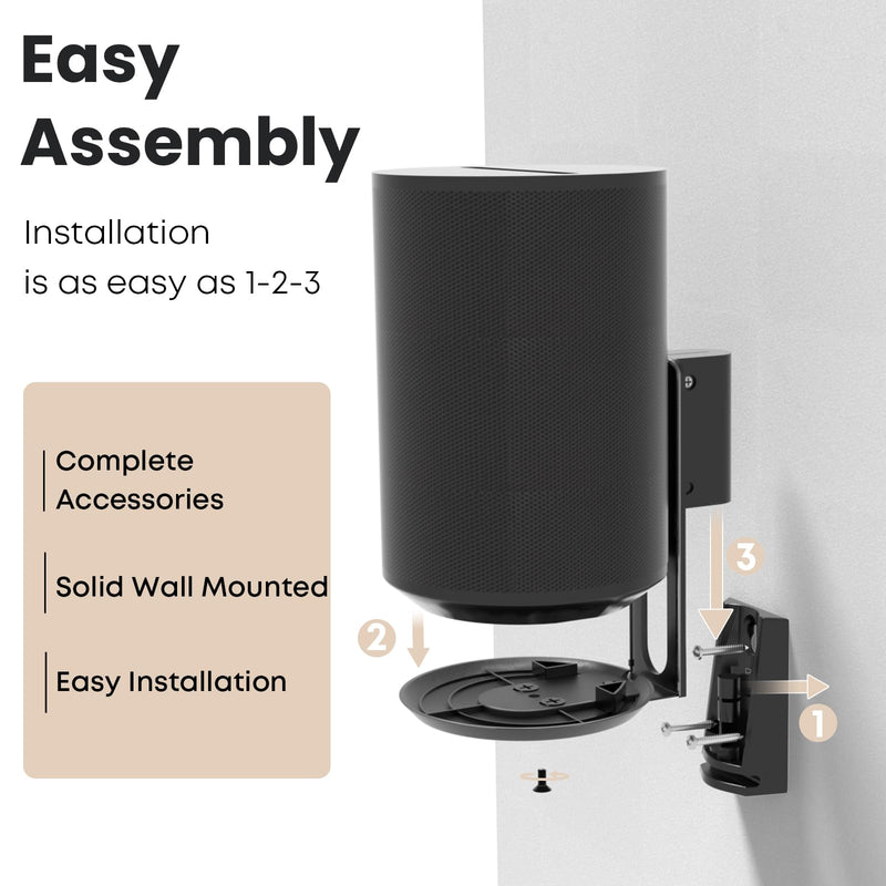 PUTORSEN Speaker Wall Mount for Sonos Era 100,Tilt & Swivel Speaker Shelf Bracket for Better Audio Enjoyment,Cable Management,Hold up to 6.6lbs (1 Pack Black)