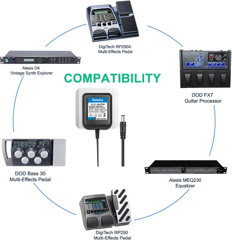 [AUSTRALIA] - 9VAC Adapter for Lexicon MX200 MPX100,Behringer Tube Ultragain MIC200 MIC100,PSU11-UL U090075A PSU-MINI-UL-01,Behringer Pro NOX101 DJ Mixer Behringer MiniAmp AMP800,Digitech Vocal300 Vocalist Live4,5 