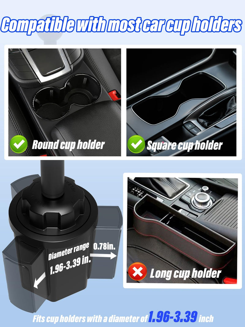 Metal Arm Cup Holder Car Tablet Mount, 720 ° Rotation Cupholder Tablet & Phone Stand Compatible with iPad Pro Air Mini iPhone 15/14/ 13/12 Max Pro and 4.7-12.9 inch Mobile Phone Tablet