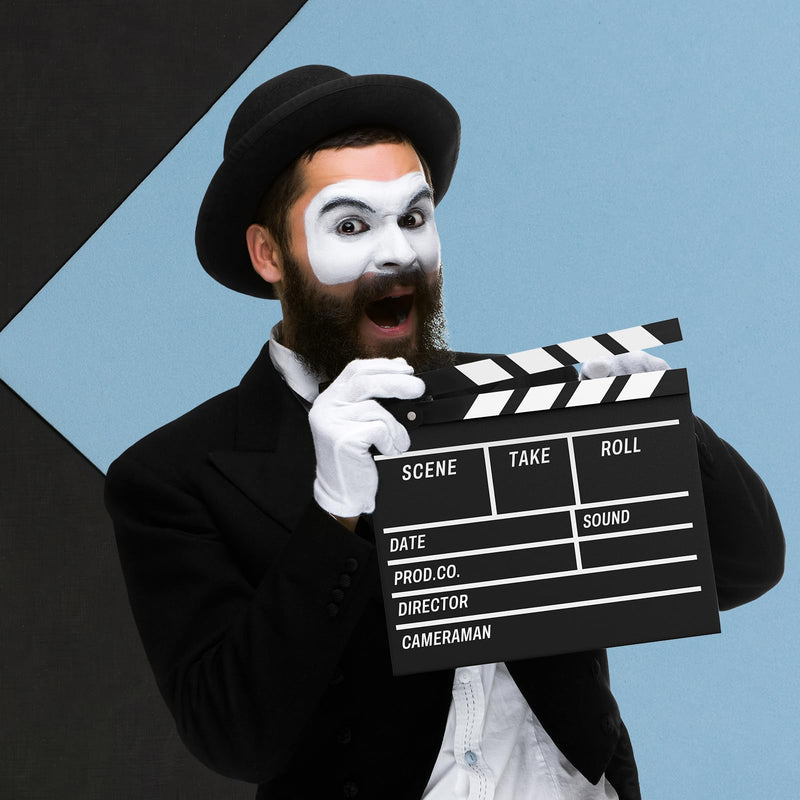 Movie Film Clapboard Hollywood Wooden-Clapper Board Directors Photography Studio Video TV Clapper Board with Erasable Pen Movie Theater Props Decor，Black Clap Board 10.5 X 11.7 inches (Black) Black