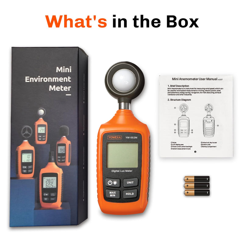 [AUSTRALIA] - Digital Light Meter, 0-200,000 Lux (0-20,000 Foot Candles), Backlight, Max/Min, Data Hold, Lux/Fc Unit Switch, for Plants, Office, Indoor Lighting, and More 