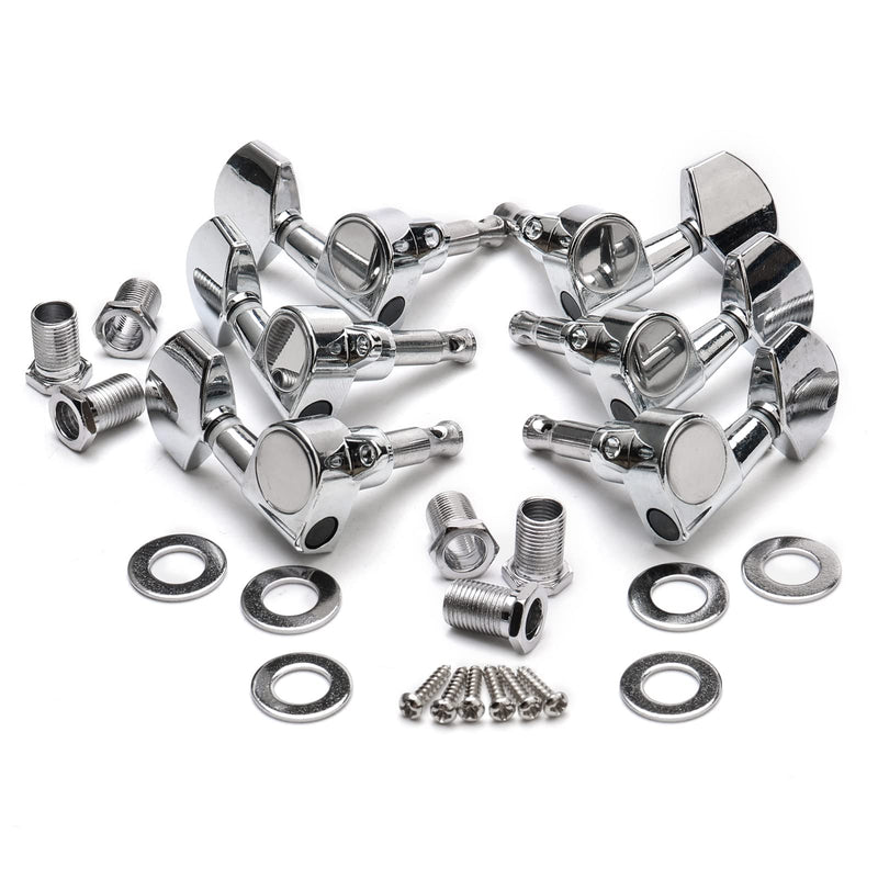 [AUSTRALIA] - Swhmc Guitar Adjustable Fixed Bridge Tailpiece with 3L3R Tuning Pegs Include Bridge Tailpiece Cover and Mounting Screws for Vintage Teisco Electric Guitar 3R+3L 