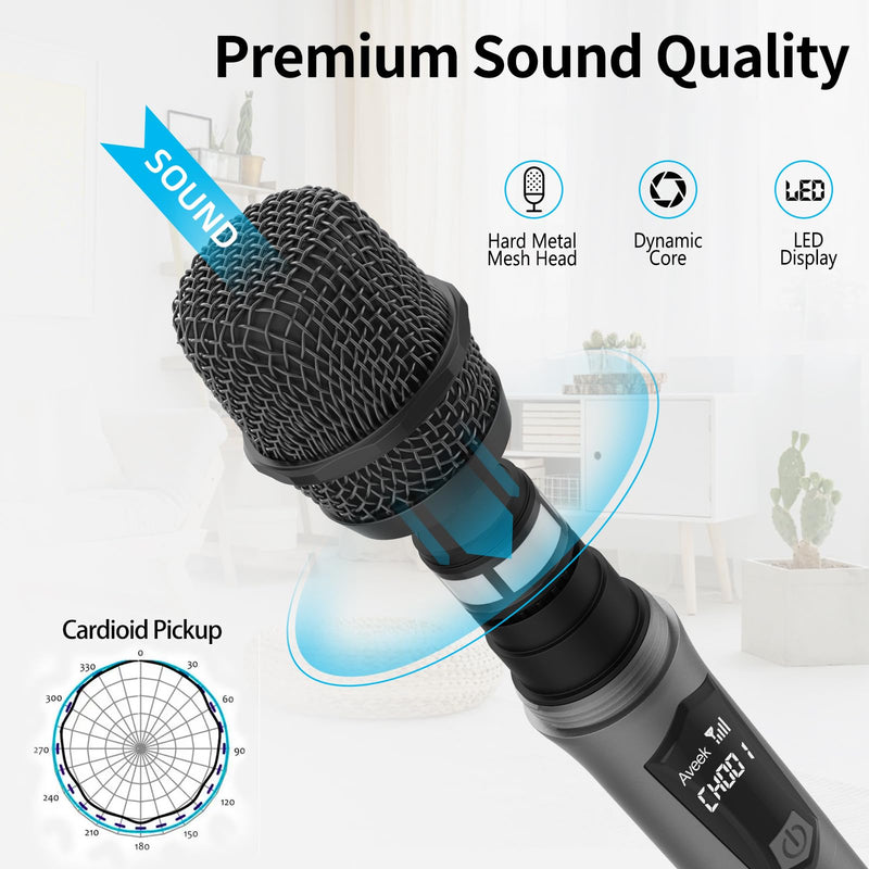 [AUSTRALIA] - Aveek Wireless Karaoke Microphone, Handheld Mic with Rechargeable Receiver, for Powered Speakers and Amplifiers, Karaoke Microphone Set for Singing,Karaoke,Wedding,DJ,Party (2 Packs) 2 Packs 