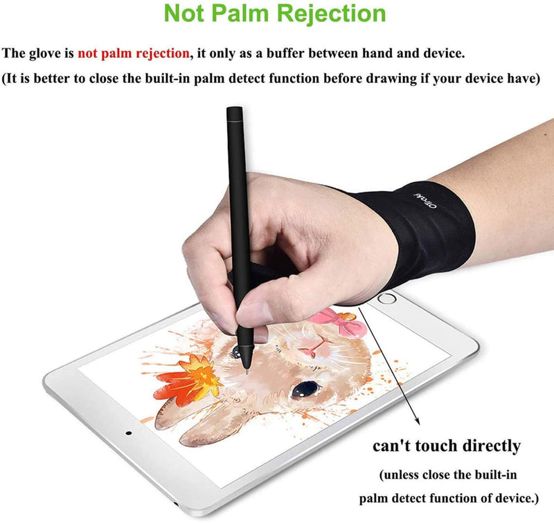 OTraki 4 Pack Artist Gloves Anti Smudge Two Fingers Drawing Gloves for Paper Sketching, Pad Monitor, Graphics Tablet, Universal for Left and Right Hand - 2.75x7.08 inch S Black