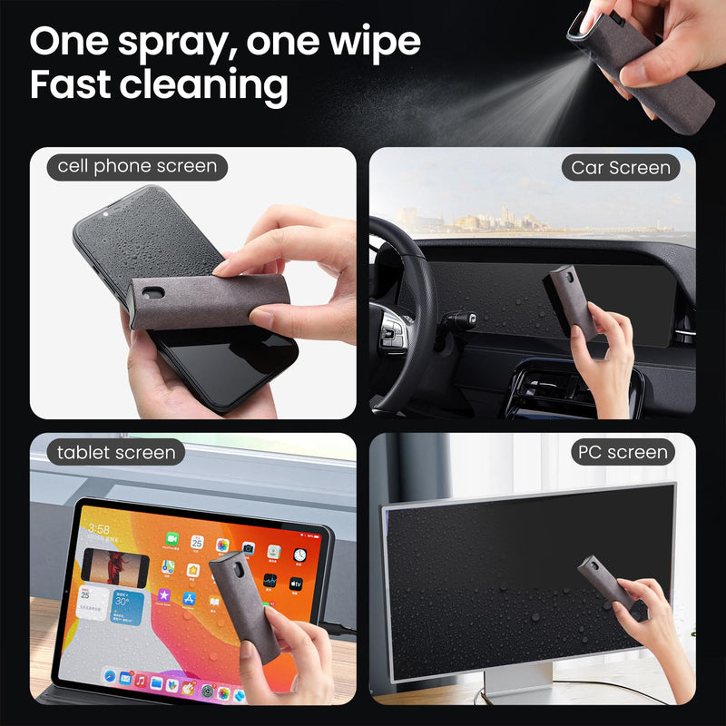 [AUSTRALIA] - 2 Pcs Screen Cleaner Kit, 3-in-1 Touchscreen Mist Cleaner Spray Bottle Tool & Microfiber Cloth for Phone/Laptop/Tablet/TV/Monitor/Car Screens(Grey) 2 Pcs-Grey 