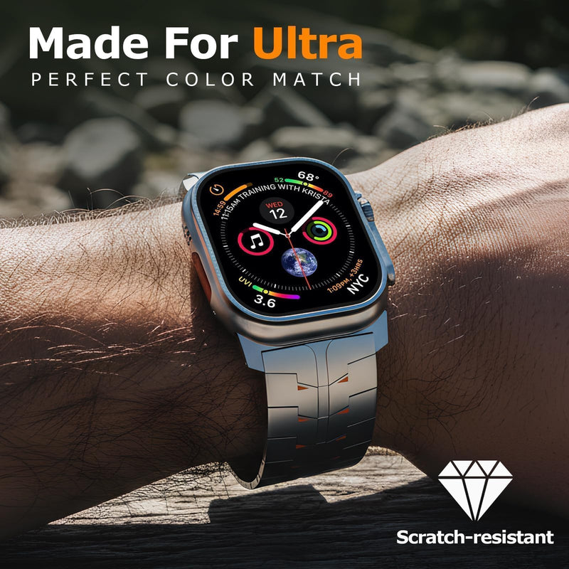 MOLOSLEEVE Titanium Band for Apple Watch Ultra 3/2/1, Wider Body 26mm with Secure Clasp, No-Gap Fit, Lightweight Natural Titanium Orange 49mm