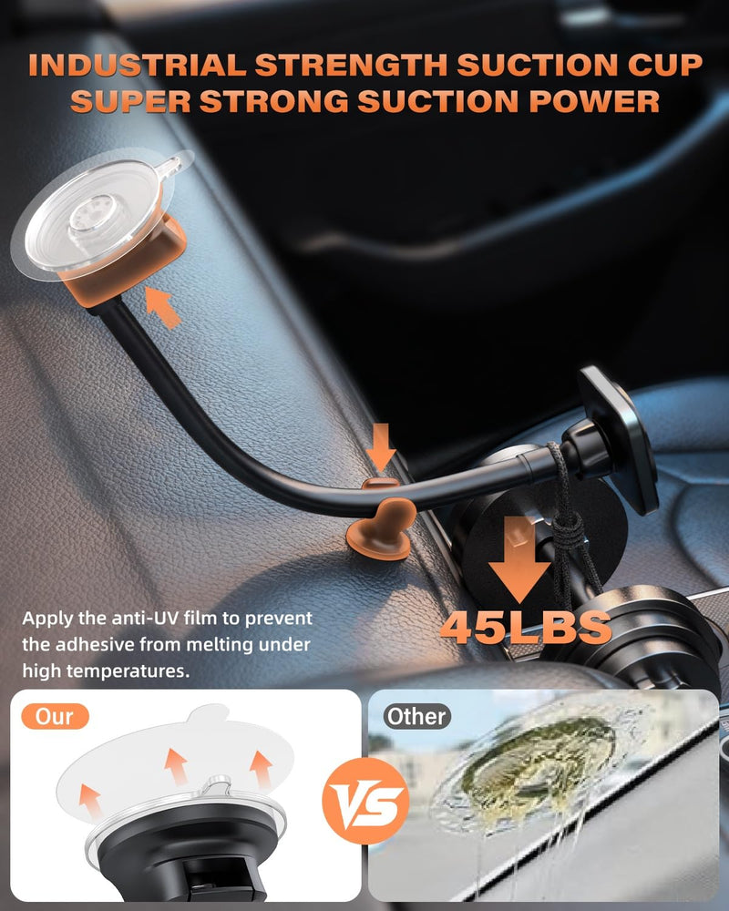 1Zero for Magsafe Car Phone Mount 14-Inch Gooseneck Long Arm Extension | Universal Windshield Dashboard Industrial-Strength Suction Cup Car Phone Holder with Strong Magnets (Upgraded for Magsafe) 2026 Upgraded for Magsafe