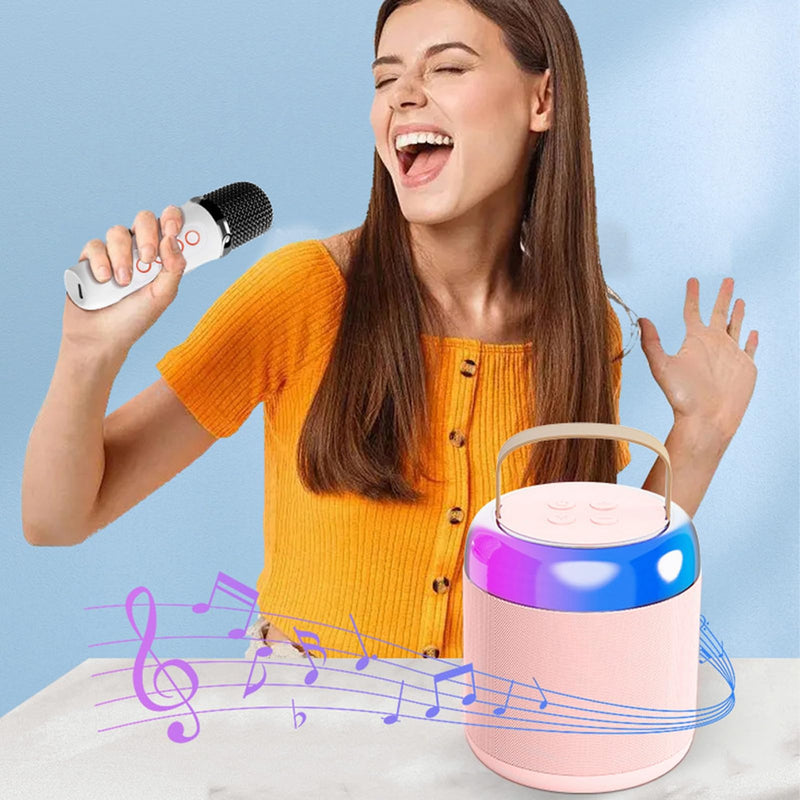 Karaoke Machine for Kids Adults, Mini Karaoke Machine BT Speaker with 2 Microphones, Rechargeable Voice Box Handheld Mic Karaoke Mic Speaker for Home Party KTV Singing