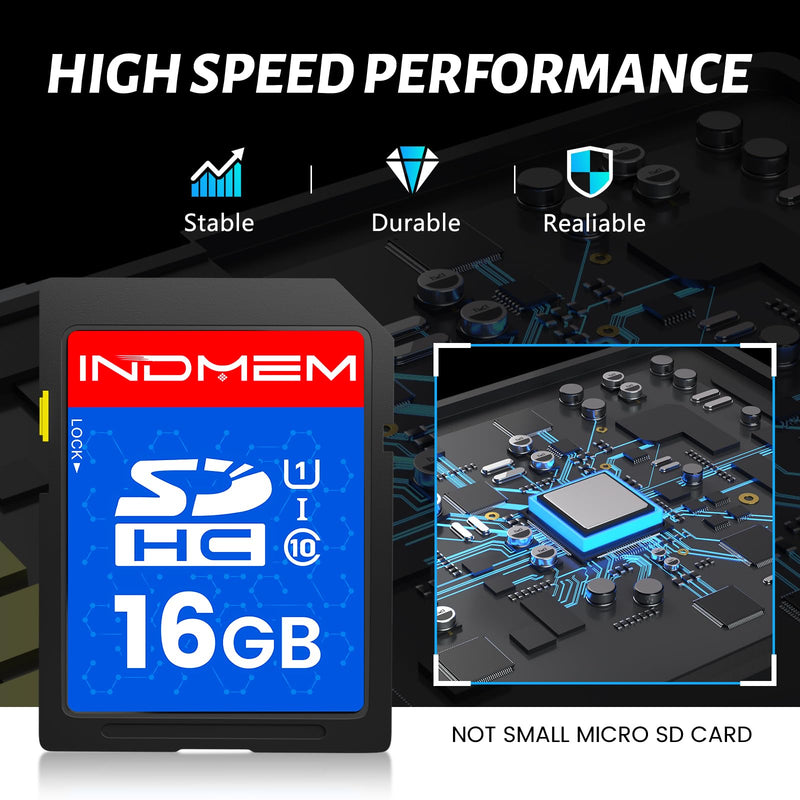 INDMEM SD Card 16GB, 8 Packs Class 10 16GB Flash Memory Card MLC Standard Secure Digital Cards Camera Card 16GB(8pcs)