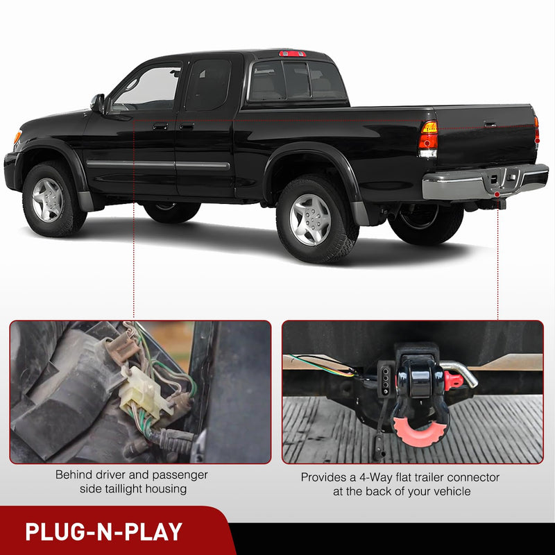 Nilight 4 Pin Trailer Wiring Harness Kit 55379 | Compatible with 1989 1990 1991 1992 1993 1994 1995 Pickup 2000 2001 2002-2004 Tacoma Vehicle Standard 4 Way Hitch Harness Toyota Tacoma 1995-2004/Toyota Pickup 1989-1995