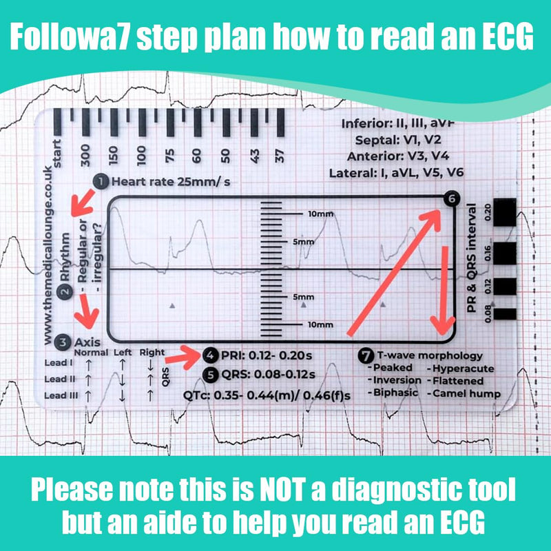 [AUSTRALIA] - HQRKOTM ECG 7 Level Ruler Card for ECG/ECG Interpretation, Portable Bag, Plastic, 85.6 mm x 53.98 mm, Medical Instrument, Simple Plastic Construction, ECG 7 Step Ruler, Pack of 2, a 
