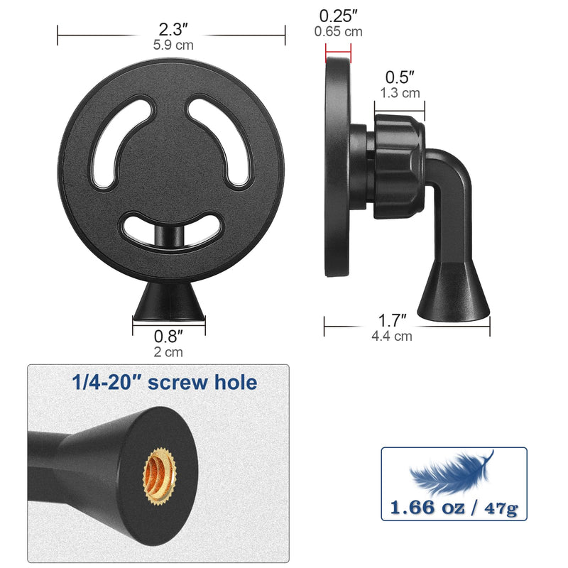[AUSTRALIA] - Magnetic Phone Tripod Mount Adapter with 1/4"-20 Screw Hole, Compatible with Magsafe for iPhone 17/16/15/14/13 Plus Pro Max Mini Series, Adjustable Phone Holder for Tripod, Ring Light, Selfie Sticks 