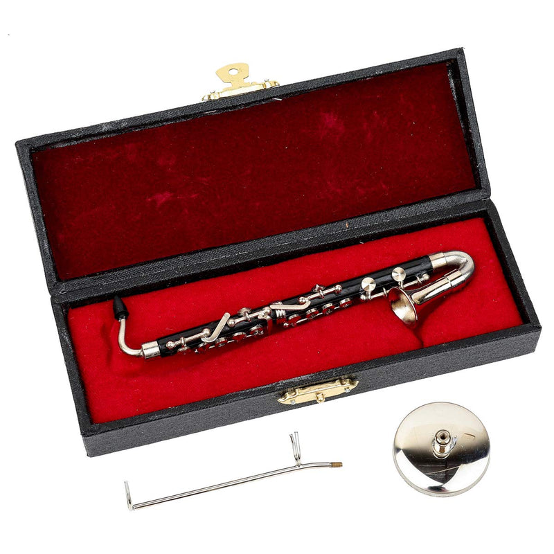 Dselvgvu Miniature Bass Clarinet with Stand and Case Mini Musical Instrument Mini Bass Clarinet Miniature Dollhouse Model Christmas Ornament (5.12") 5.12"