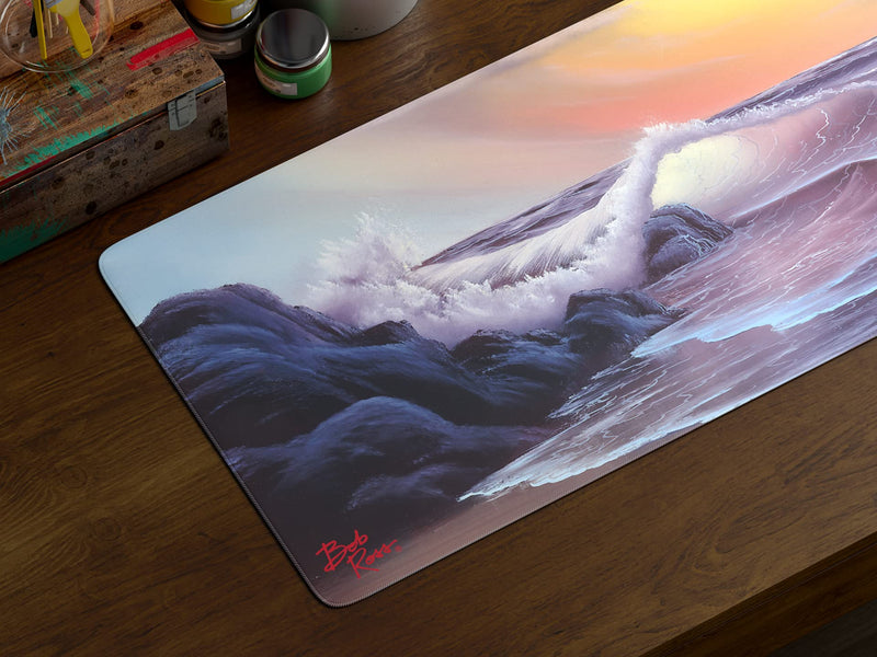 Bob Ross TV Series Scenic XXL Extended Gaming Mouse Pad for Computer, Office, Keyboard and Laptop, Large Desk Mat, Large Mouse Pad 35.4"x 15.7" x 0.12" - Stormy Seas - S17 E04
