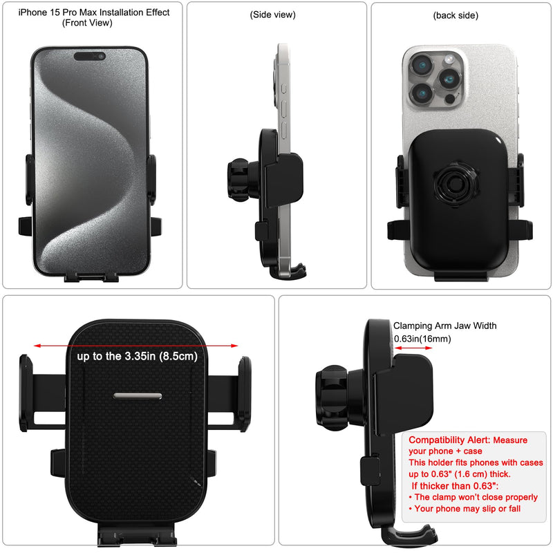 Adjustable Tesla Phone Mount Car Phone Holder for Model 3 and Model Y, No Glue Required,Center Console Display iPhone Holder, Touchscreen Phone Mount for Tesla Fits for All Phone(Black)