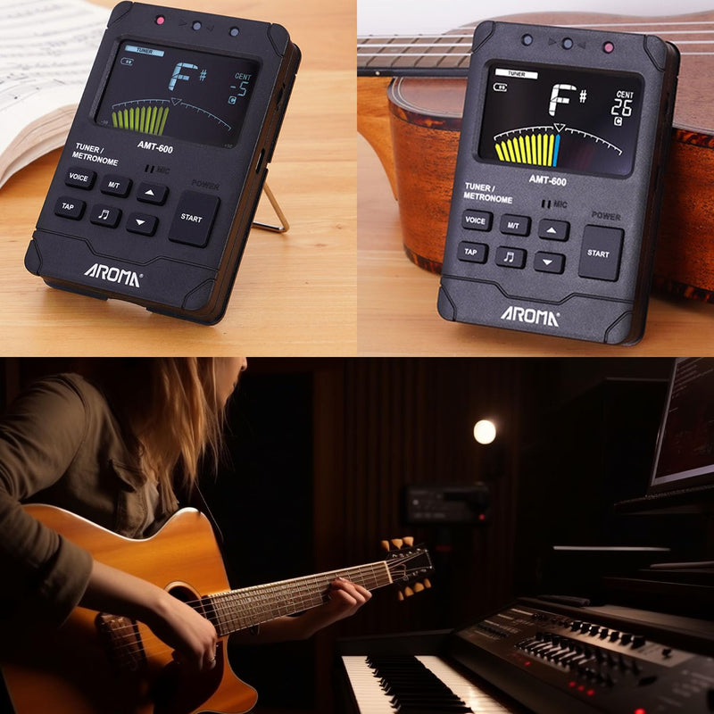 Digital Metronome Tuner Tone Generator, 3 in 1 Rechargeable Voice Counting Tap Musical Instruments Tool w/Clip-on Microphone 3in1 Chargeable