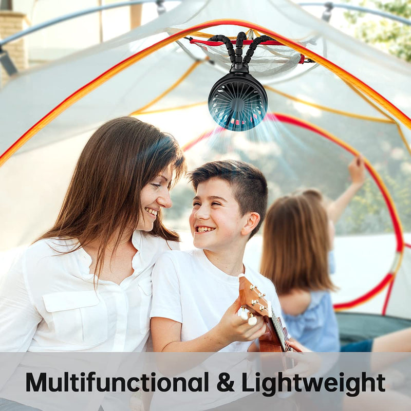 GUSGU Mini Stroller Fan Clip-on for Baby, Small Portable Fan Rechargeable and Handheld, USB Cooling Fan with 3 Adjustable Speeds and Flexible Tripod for Travel, Car Seat, Camping, and Bedroom black