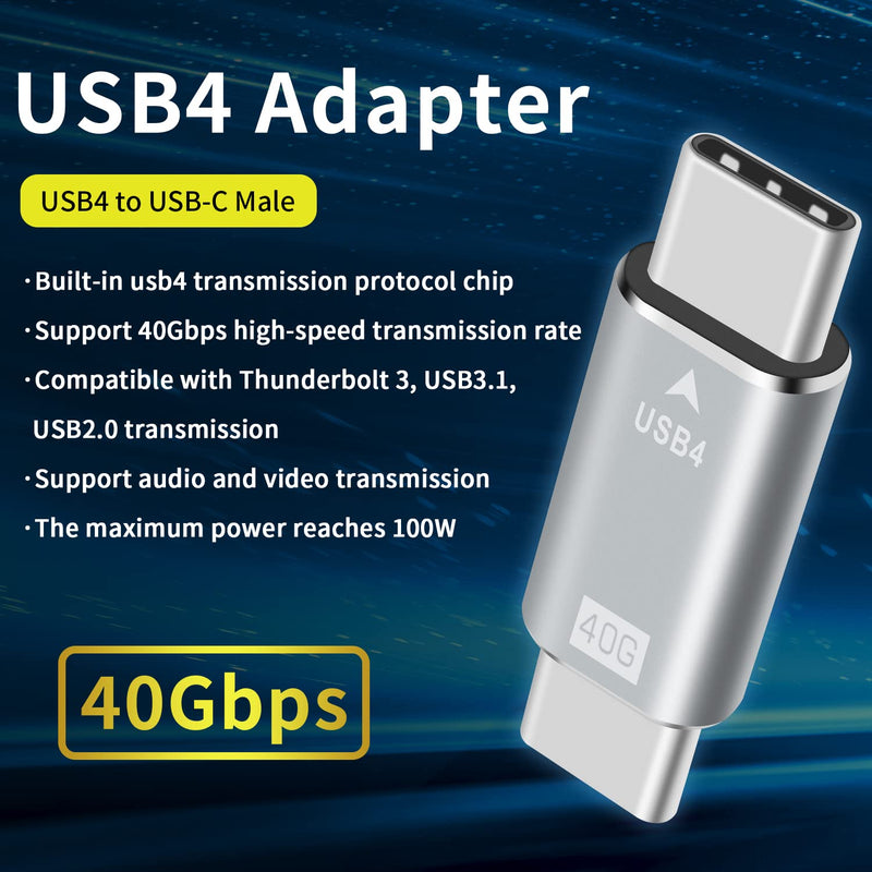 Duttek USB C Male to Male Adapter, 40Gpbs Type C Male to Type C Male Full Featured Adapter, Support Data Synchronization and Charging, for with Thunderbolt 3/4, USB3.1, USB2.0. Silver
