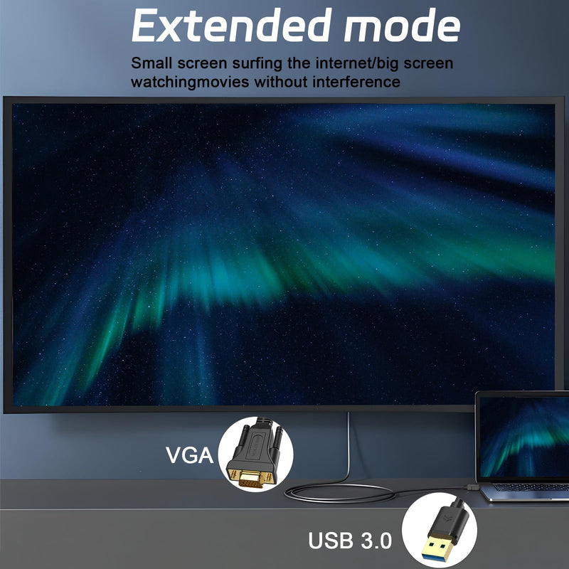 [AUSTRALIA] - LBSC USB to VGA Adapter for Monitor，USB to VGA Adapter，USB 3.0 to VGA Male 1080P Monitor Display Video Adapter/Converter Cord,Compatible with Mac OS Windows XP/Vista/10/8/7, 5FT 