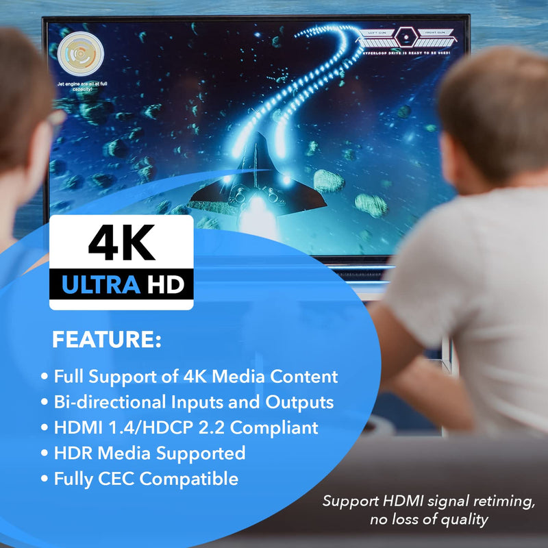 OREI HDMI Switch 4K HDMI Splitter - 2x1 Bi Directional - 4:4:4 8-bit - HDMI 2.0, HDCP 2.2, 18 Gbps, 4K @ 60Hz HDMI UltaHD High Resolution Switch Between 2 Inputs or Toggle Displays (UHDS-212) 2x1 Bi-Directional Splitter