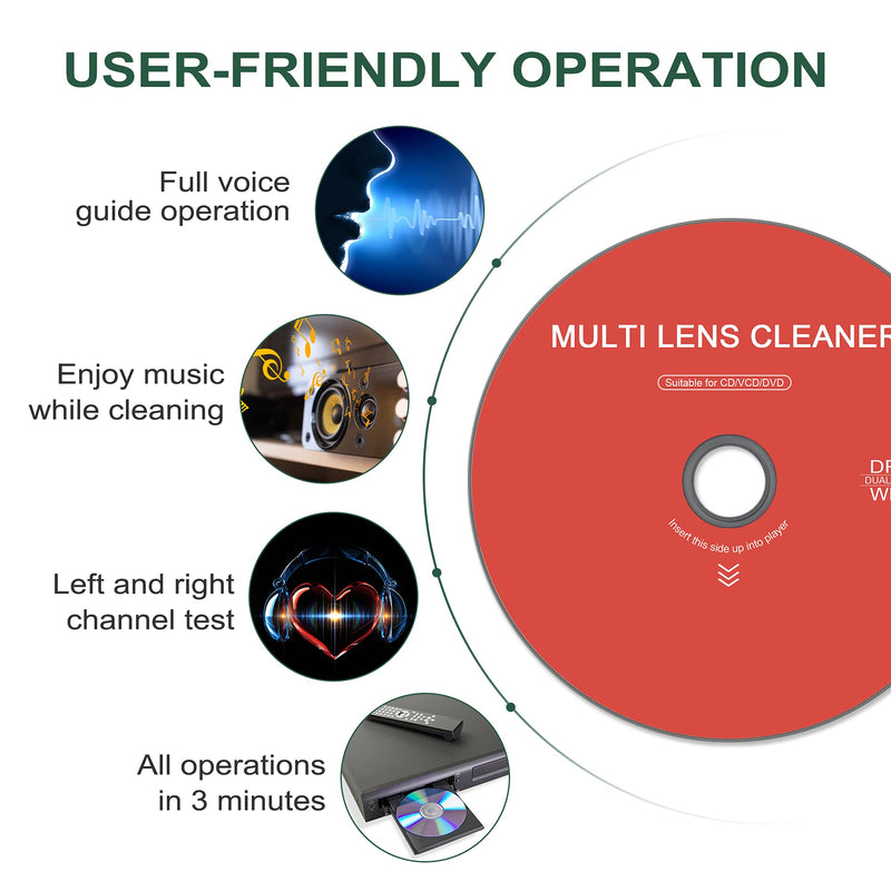 CD/VCD/DVD Player Cleaner Kit, Laser Lens Cleaning Disc with Double Brush Cleaning System, Set 2
