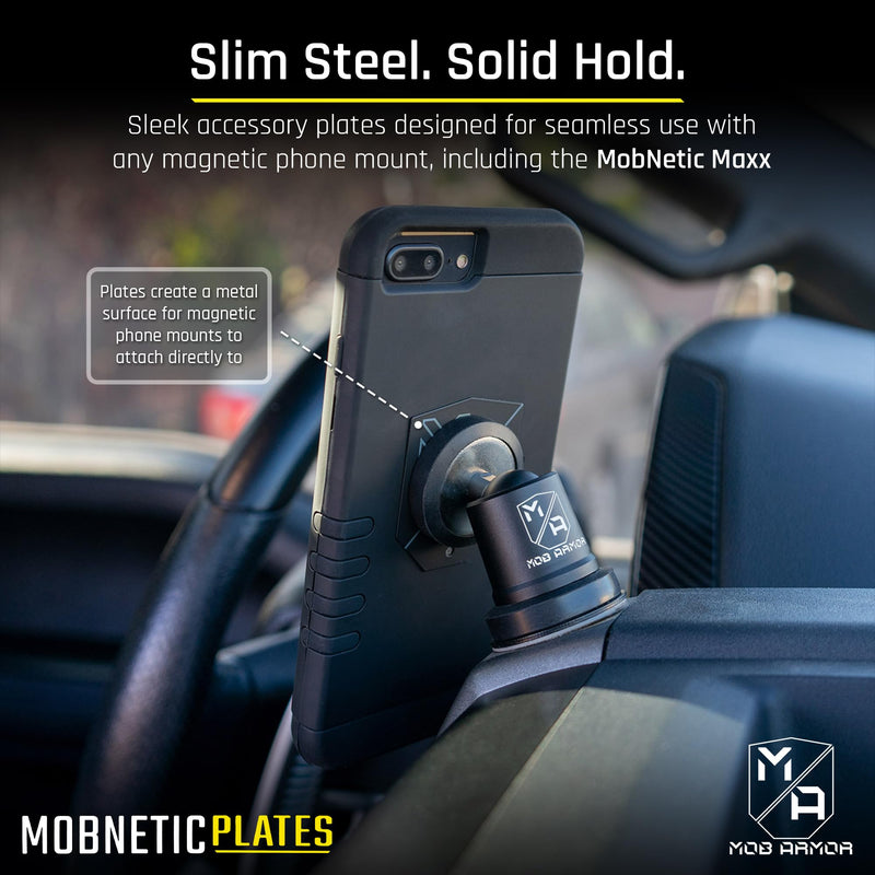 Mob Armor MobNetic Phone Magnet Plate, 6 Pack | 0.02" Thick Metal, 3M VHB Adhesive, Compatible w/ iPhone & Android, For Phone Mounts on Cars, Trucks & Motorcycles