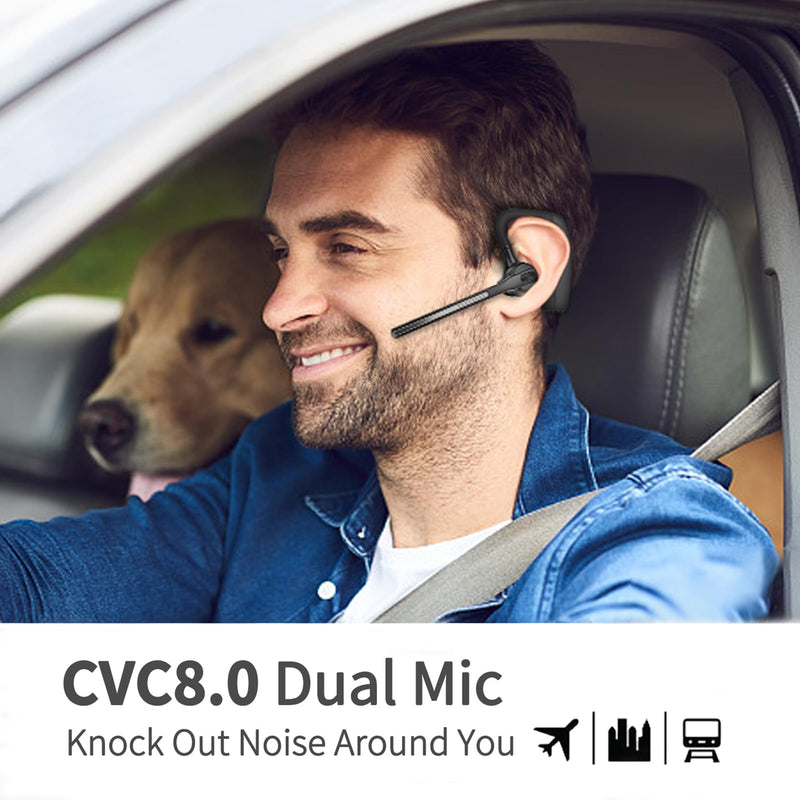 Conambo K10 Wireless Bluetooth Headset V5.2, Bluetooth Earpiece with 750mAH Charging Case 60H Talktime Wireless Headset with Dual Mic Noise Canceling for iPhone Cellphone Trucker Work