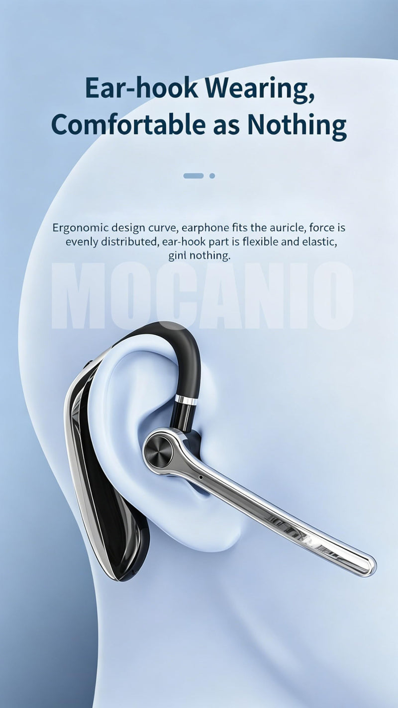 Wireless Bluetooth 5.3 Headset with ENC Noise Cancelling Mic, LED Display, 270° Rotatable Mic, Hands-Free Single Ear Bluetooth Earpiece for Trucker/Driver/Business, 12m Range, Dual Device Connect M80B