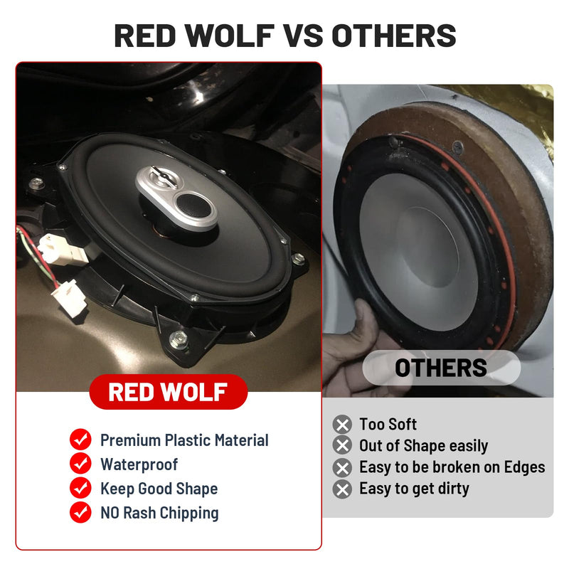 RED WOLF 6" x 9" Front Door Speaker Mount Adapter for 2004 Up Toyota 4Runner Avalon Highlander Tacoma Prius Sequoia Tundra Install 6 x 9” Aftermarket Audio Speaker Spacer Ring Bracket 2 PCS