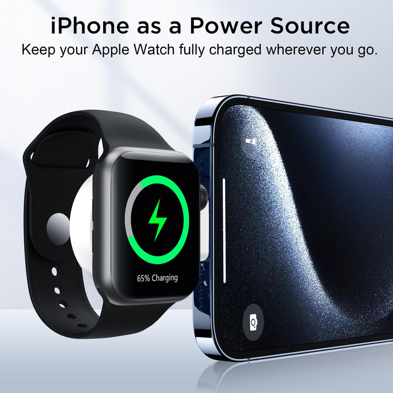 𝟐𝟎𝟐𝟒 𝐔𝐩𝐠𝐫𝐚𝐝𝐞 for Apple Watch Charger,Magnetic Portable iWatch Charger USB C&USB A Fast Wireless Charging Travel Battery Charger for iWatch Ultra2/Ultra/SE2/SE Series 9/8/7/6/5/4/3/2/1 AA-White