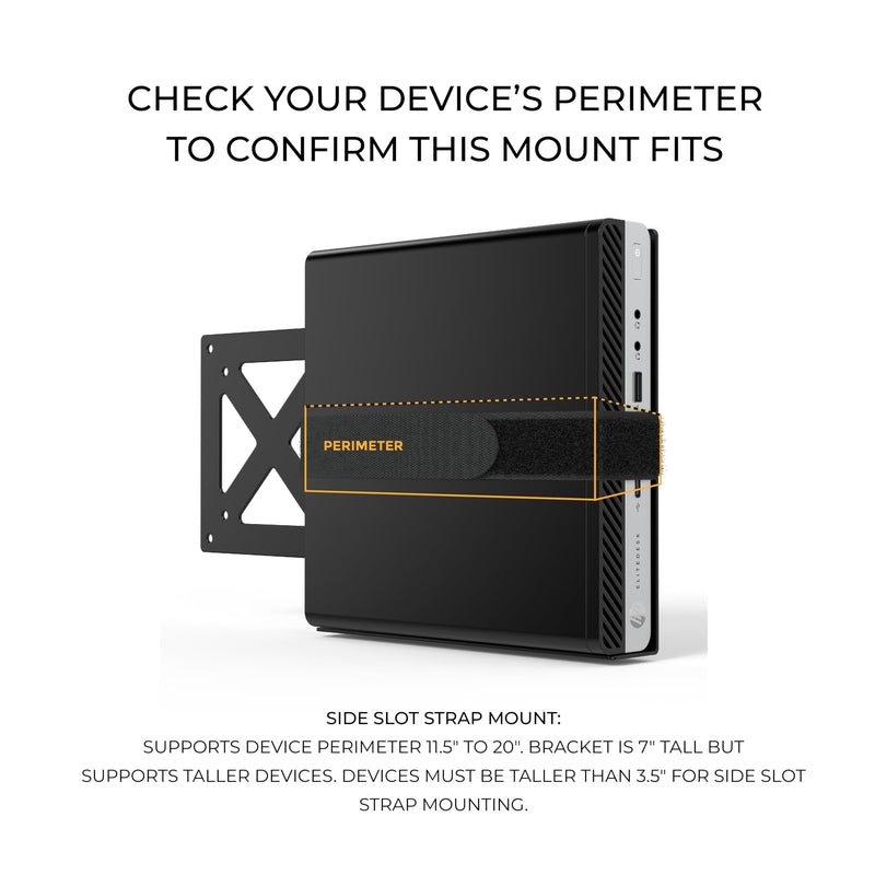HumanCentric Universal Small Device Mount for VESA Arms, Adjustable Strap | for Small Computers & Electronics, Mounts on Back of Computer Monitor Using VESA Arm