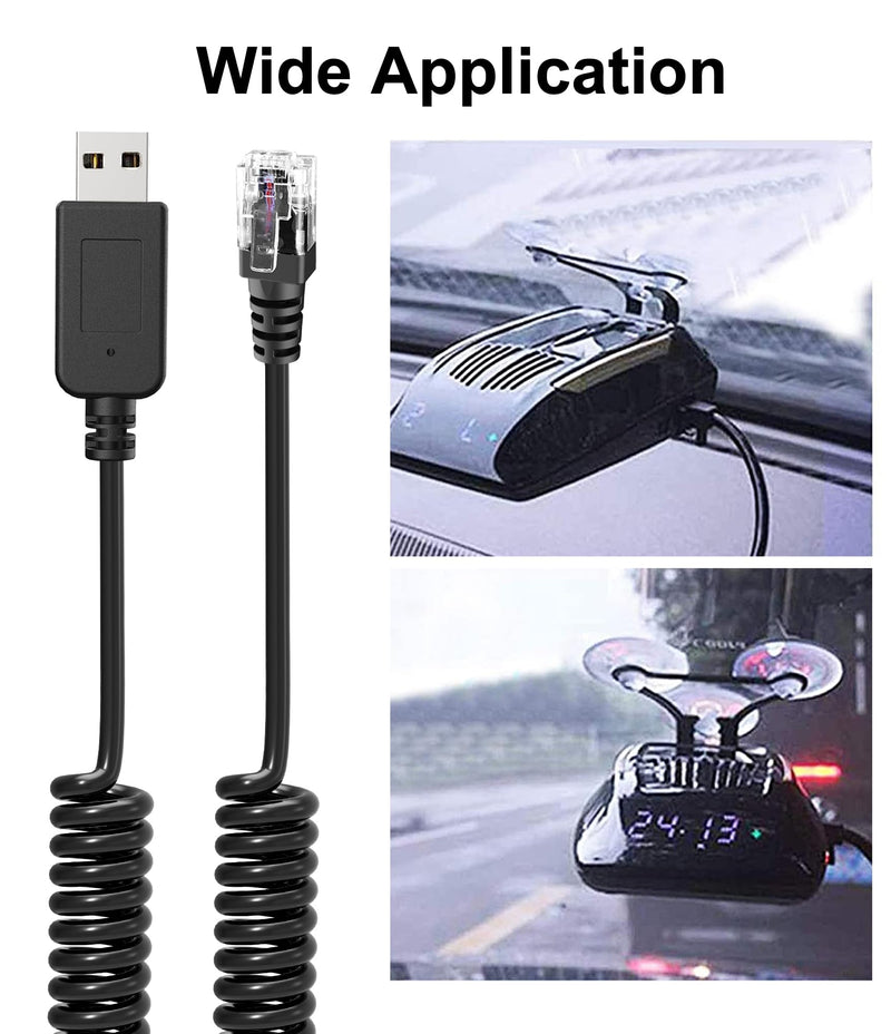 Radar Detector Cable,USB C to RJ11 Plug Cable,Replacement Power Cable for Radar Detectors,Compatible with Unide R3/7/1,Escort 360 Passport 9500i/7500S/8500/7500 etc Radar Detectors(RJ11-6.56FT) RJ11-6.56FT