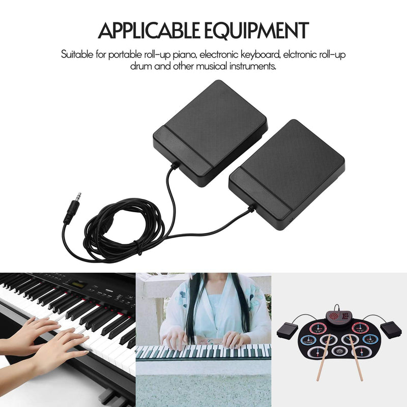 Dual Pedal 3.5mm Interface Compact Sustain Pedal Universal Dual Pedal for Musical Instruments Portable Folding Piano Electronic Keyboard Electronic Foldable Drum