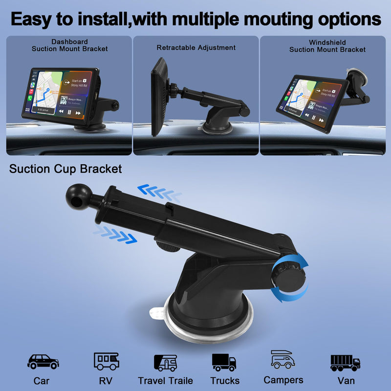 7" Car Radio Stereo with Wireless Carplay & Android Auto: Double Din Car Audio Support FM/MP3/Bluetooth/USB/Aux Input For All 1G