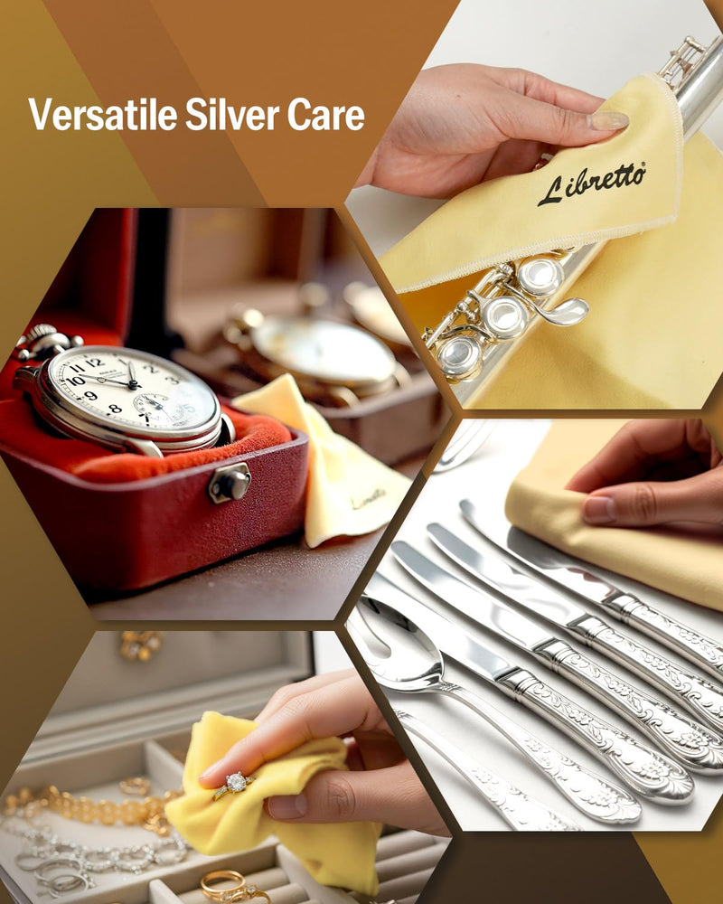 [AUSTRALIA] - Libretto Silver Polishing Cloth for Flute, 30×30 cm, Ultra-Soft Microfiber, Anti-Tarnish Cleaning Cloth for Silver-Plated Instruments 