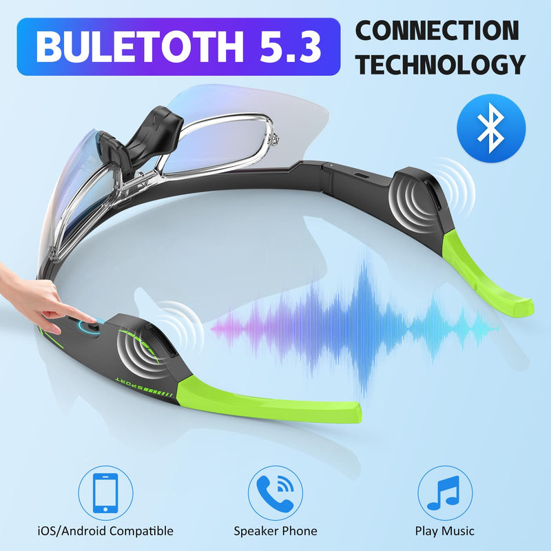 Wireless Audio Glasses with Open-Ear Sound, Bluetooth 5.0, Lightweight Frame, Transparent Gradient PC Lenses, 120mAh Battery, Up to 6H Playtime, Fast Charging, for Outdoor & Daily Use