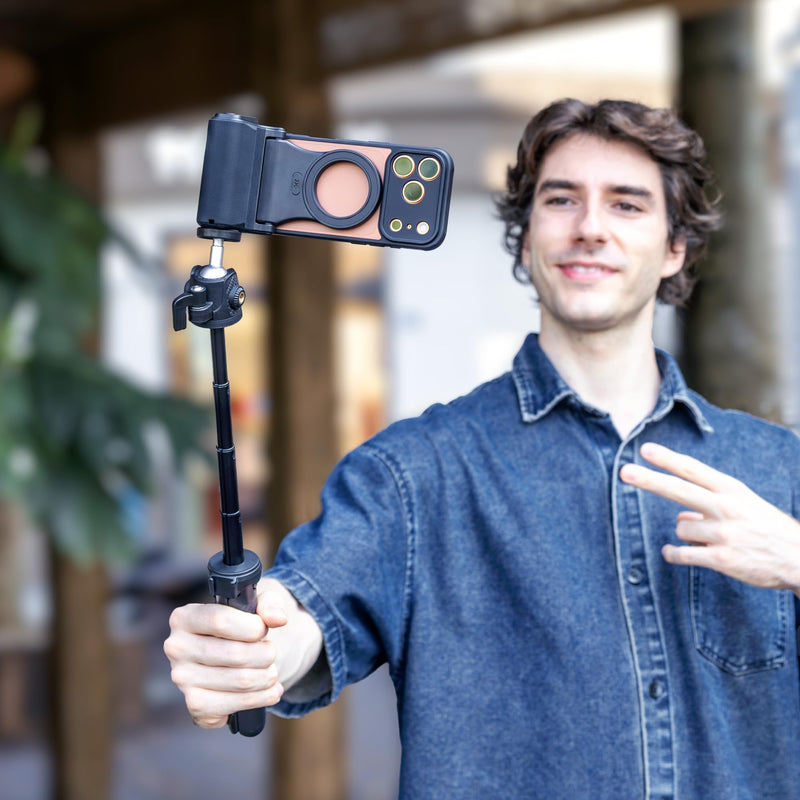 [AUSTRALIA] - JJC Upgraded Magnetic Phone Camera Grip with Remote, Cell Phone Camera Grip Handle Compatible with MagSafe iPhone Android Phones, with 1/4" Tripod Screw for Vlogging Video Recording Selfie 