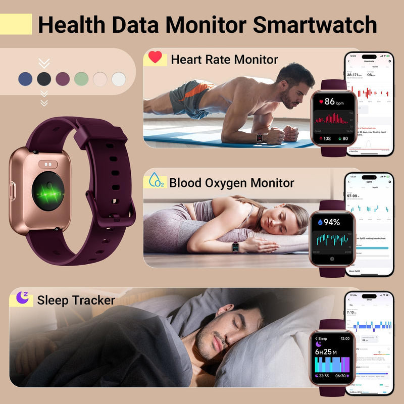 Smart Watch for Women Men with Extra Black Silicone Watch Band Replacement
